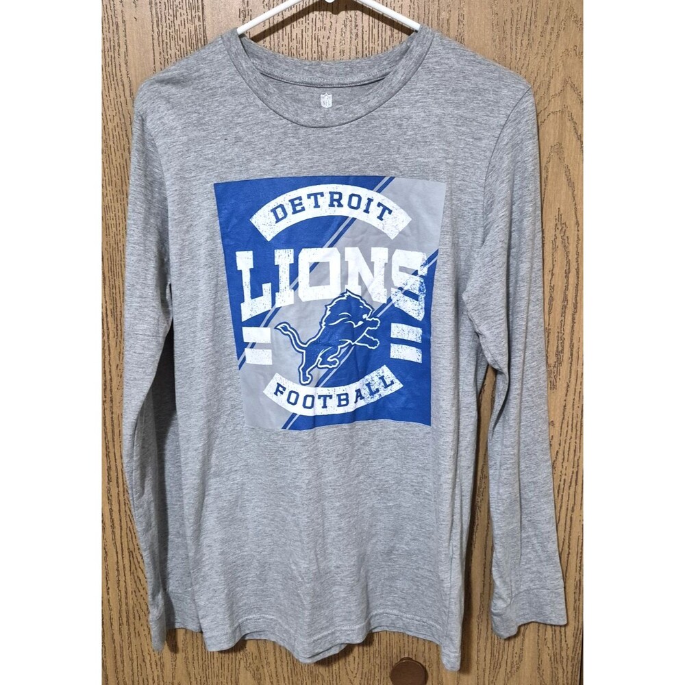 Detroit Lions NFL Football Youth Long Sleeve T-Shirt Blue Grey White Size XL
